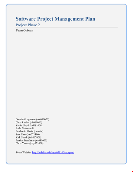 example of a software project management plan template