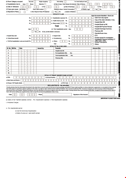 reimbursement claim form template