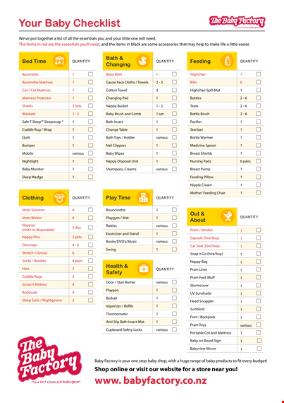 printable new baby checklist template