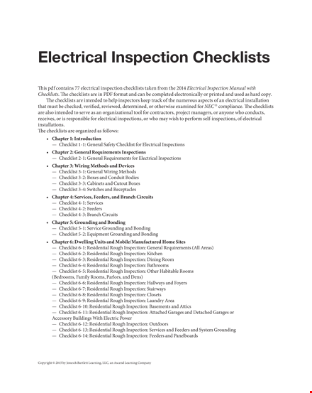 electrical inspection checklist template