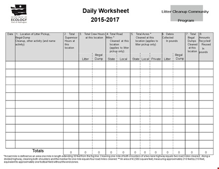 daily worksheet template