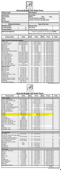 grocery delivery order excel template template