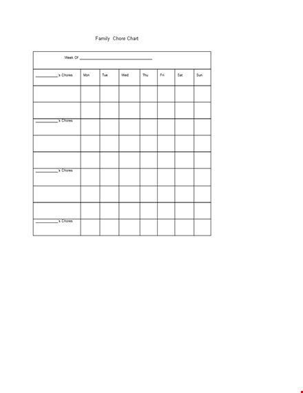 chore chart template for organizing family chores template