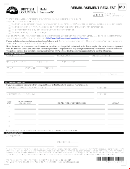 easy patient reimbursement form: get your service costs covered | information template