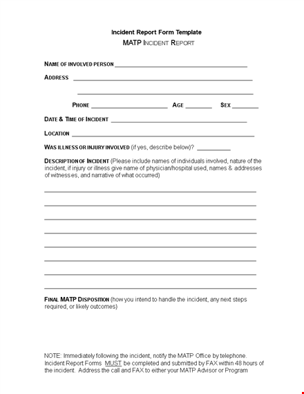 incident form template template