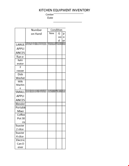 restaurant kitchen inventory list template template