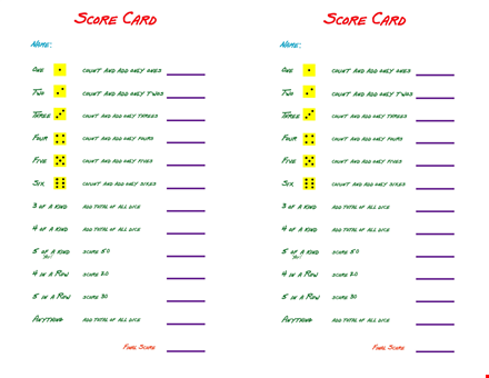 yahtzee score sheets - download free printable score sheets online template