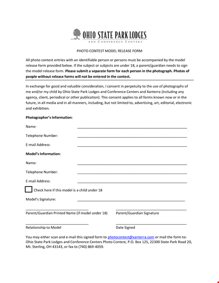 create a release form to protect your photos | model contest template template
