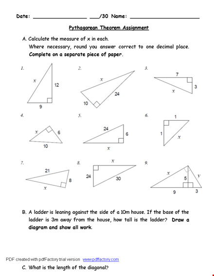 pythagorean theorem assignment template