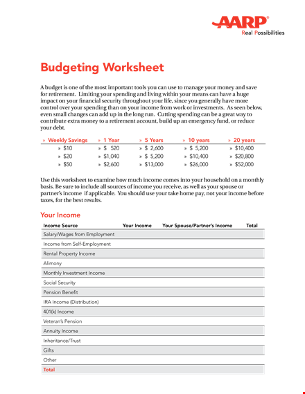 free home budgeting worksheet template