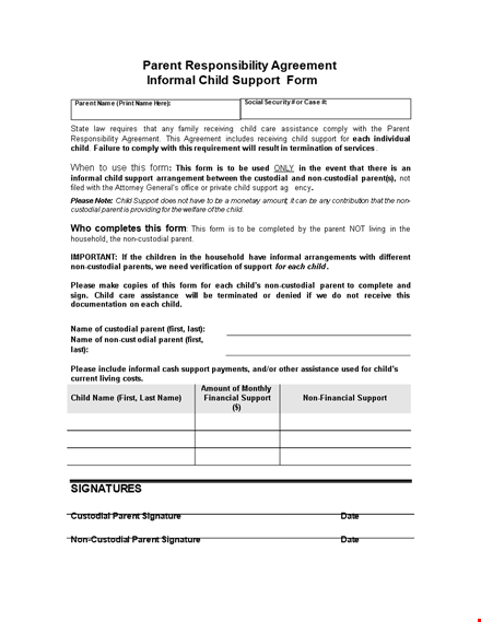 fair and solid child support agreement template