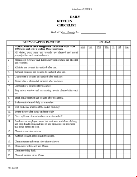 daily restaurant kitchen cleaning schedule template: streamline your cleaning routine template