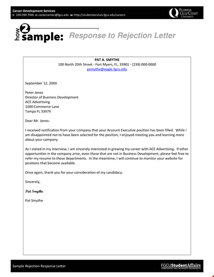 response to rejection letter template template