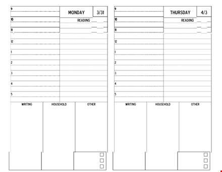 grad student daily planner template