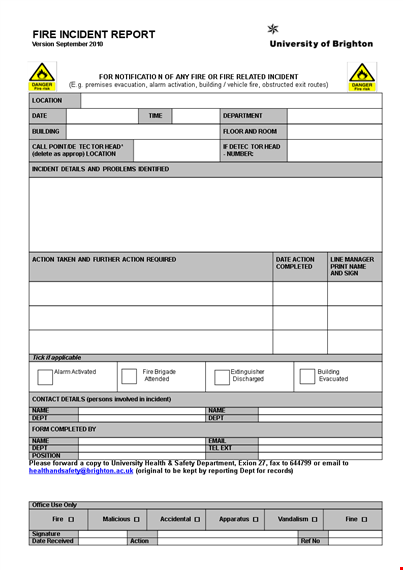 Download Incident Report Template for Building Incidents