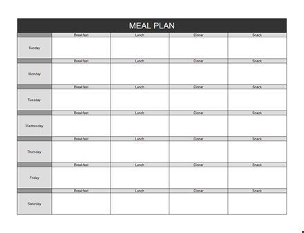 best meal plan template template