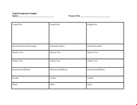 create compelling visuals with story board, location, camera, and image techniques template