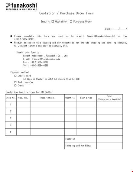 purchase order quotation in pdf template