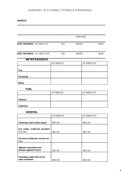 sample inventory checklist: ensuring items' condition template