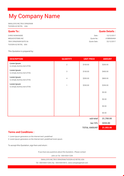 invoice quotation template template