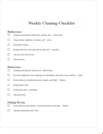 complete house cleaning checklist - keep your home bright & dust-free template