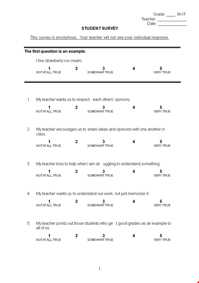 student survey template template