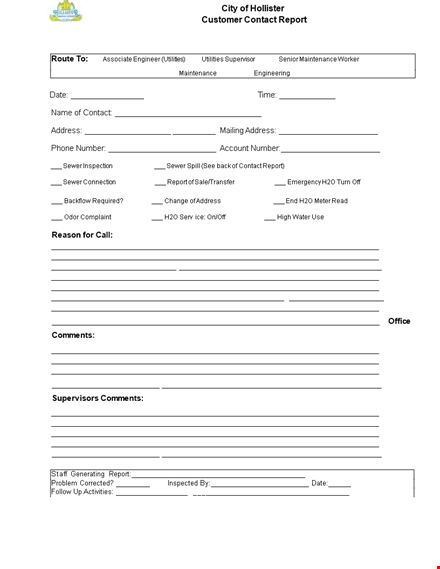 customer contact report template - easily track and manage customer interactions template