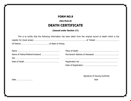 death certificate template | create official death certificates template