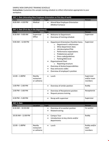 training program schedule format template