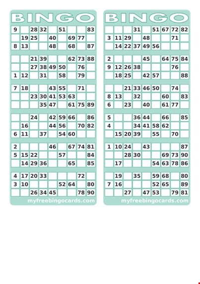 free blank printable bingo card template