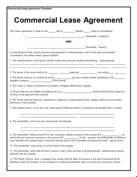 commercial lease agreement template for rental properties | ctr optimized template