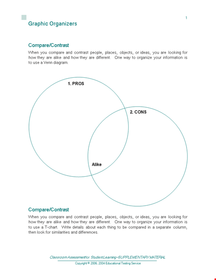 pros and cons: information, inference, and comparison template