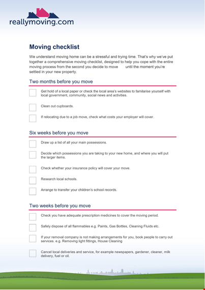 ultimate moving checklist - make your move easier template