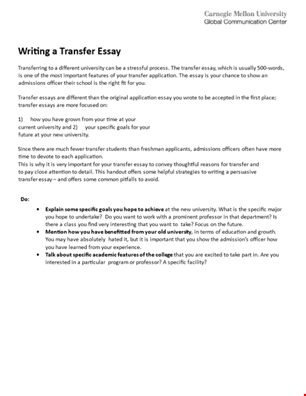 transfer essay college