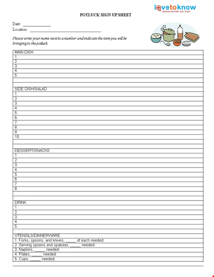 organize your potluck with our sign-up sheet | get enough spoons! template