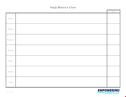 free single behavior chart template