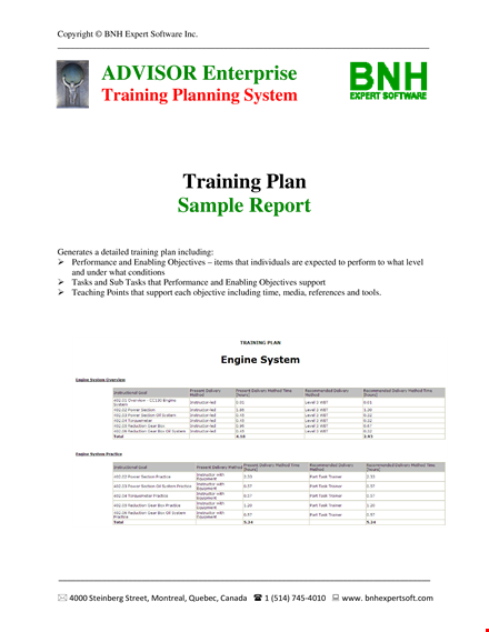 training plan report template