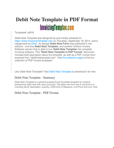 company debit template