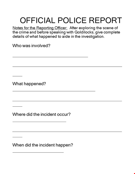 official police report template - create accurate incident reports template