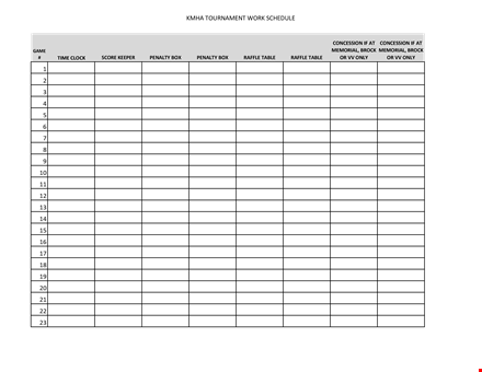 tournament work template