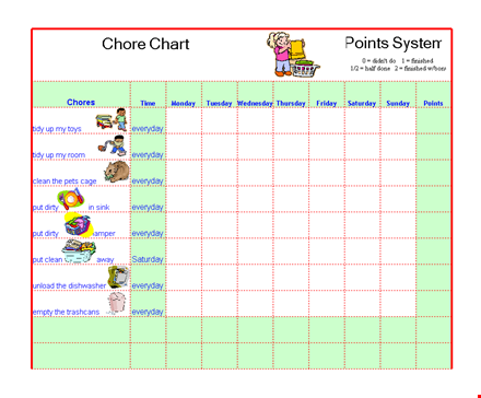 get organized: chore chart template for clean home every day | saturdays template