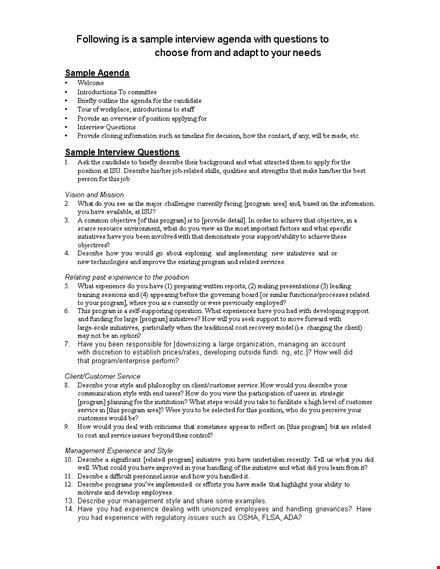 job interview agenda template