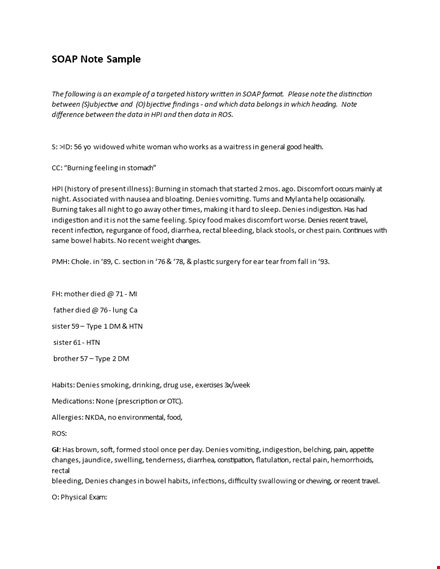 free soap note template: denies swelling in joints template