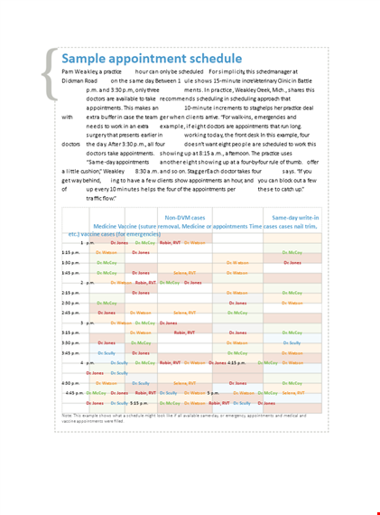 free printable appointment schedule template