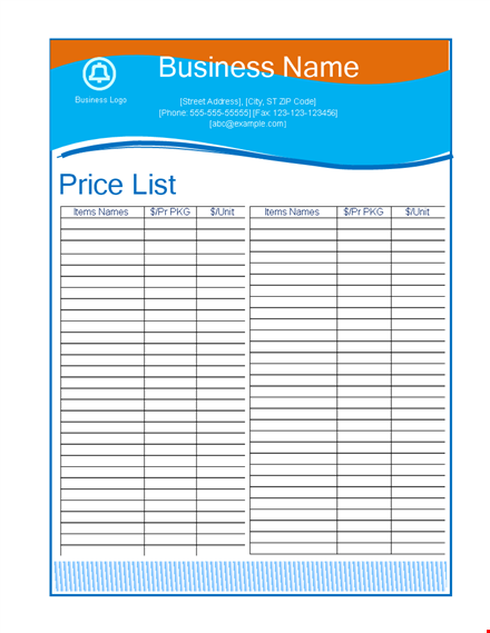 affordable and professional price list template | customizable template