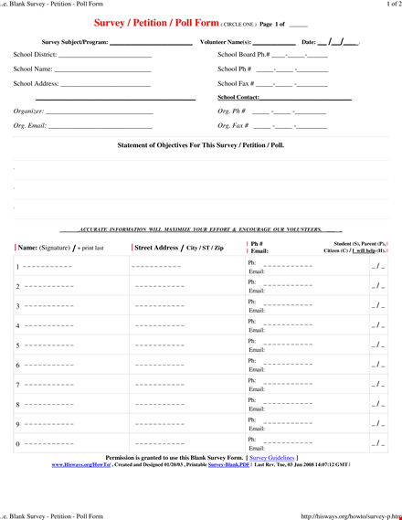 printable blank survey template template