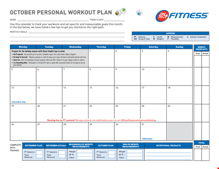 september workout template - total body workouts and sessions template