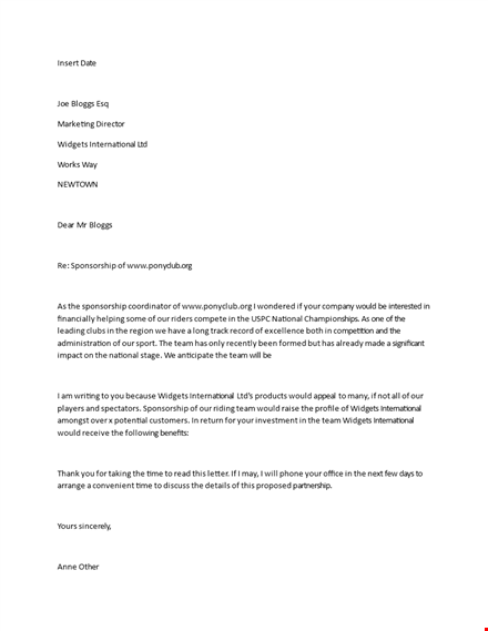 sponsorship letter template - create engaging sponsorship letters | international widgets template