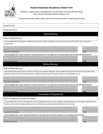 employee write up form - document for student or employee warning | supervisor template template