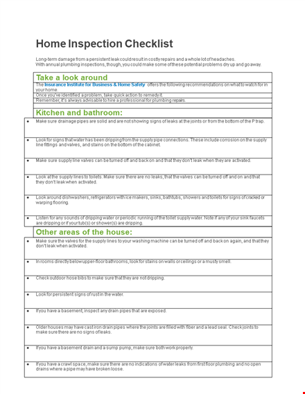 ensure a quality home: use our inspection checklist for water supply and more template